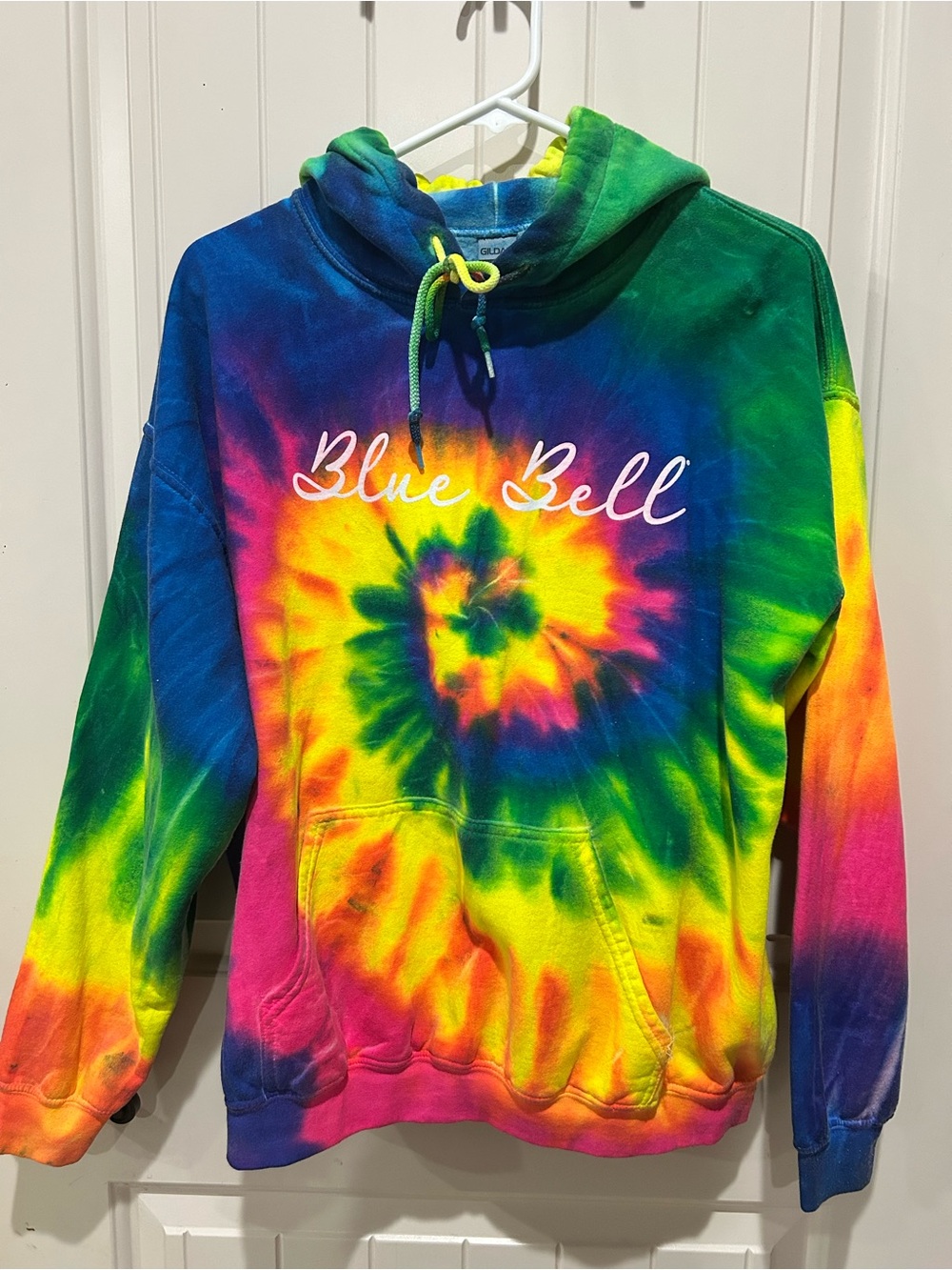 Gildan Tie-Dye Pullover Hoodie - Blue, Green, Purple (Blue Bell)